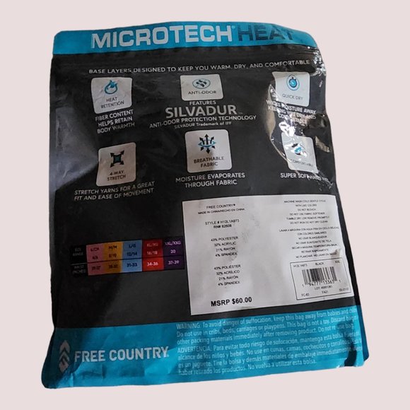NWT FREE COUNTRY (2 pk) Microtech Base Layer Pants Size XXL NIP - Picture 2 of 2